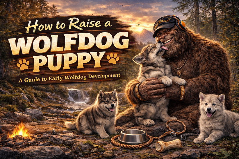 Video series artwork: How to Raise a Wolfdog Puppy — a guide to early wolfdog development